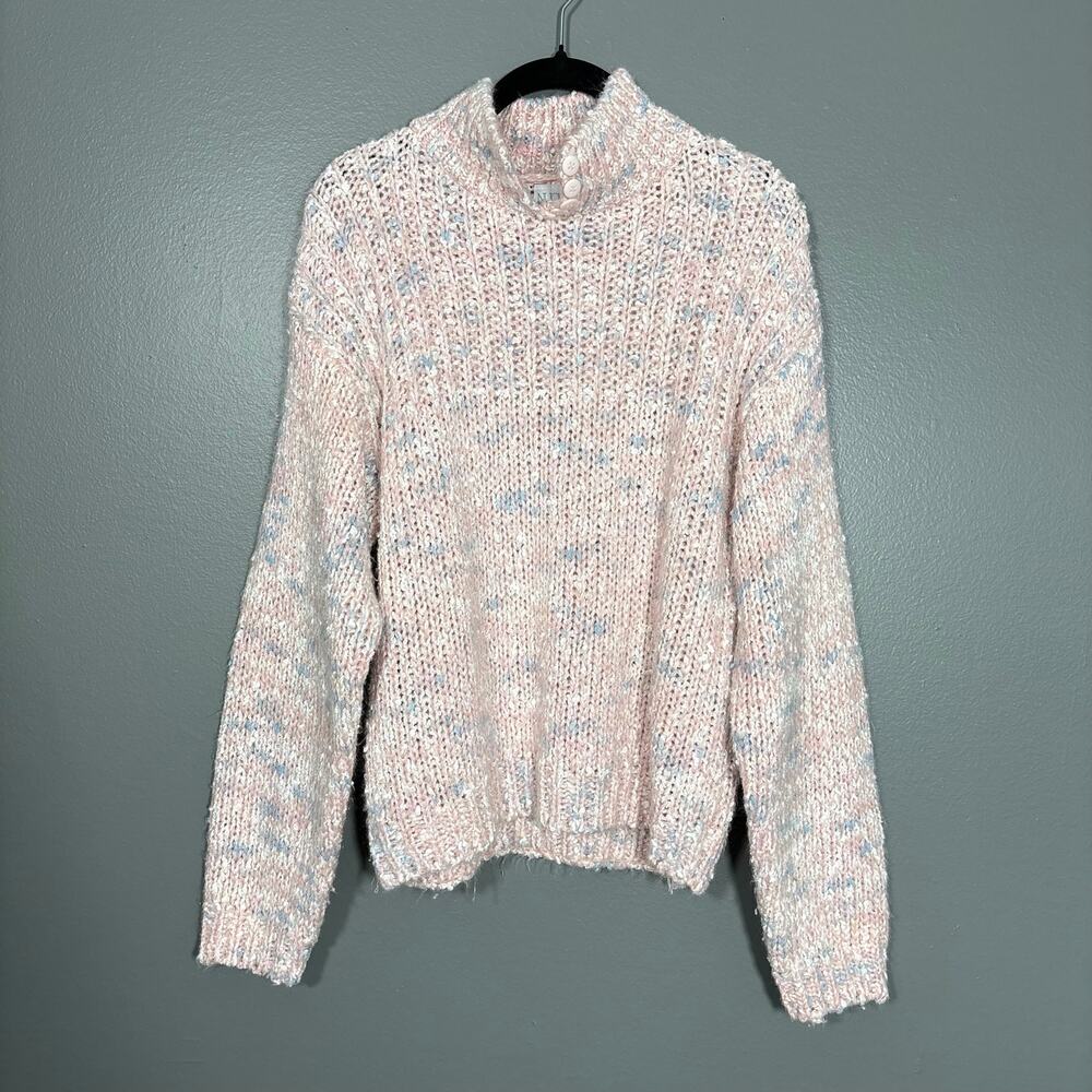 Nuovo Industriale Pink Chunky Knit Vintage Sweater - Size Medium - 1980's Pastel